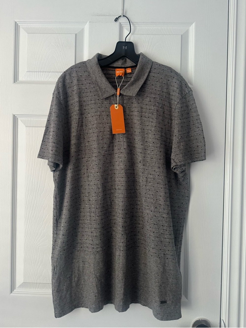 Hugo Boss Orange Label XXL Slim Mens Gray Cotton Short Sleeve Polo Shirt